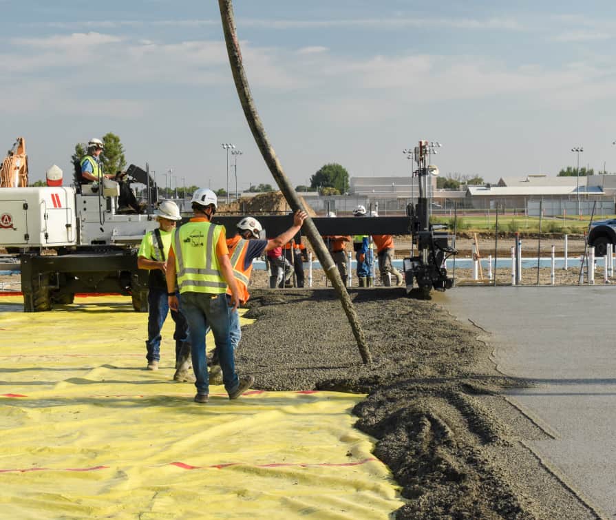 Concrete pump pouring concrete