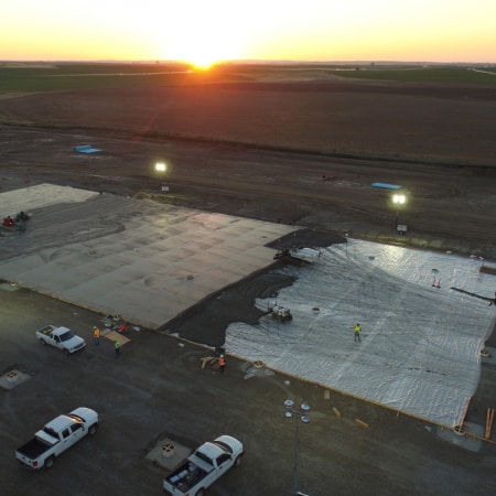 Aerial view of Ductilcrete concrete slab flatwork project