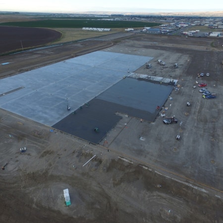 Aerial view of Ductilcrete concrete slab flatwork project