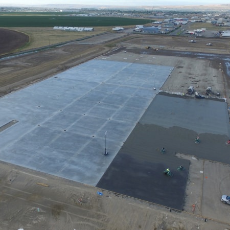 Aerial view of Ductilcrete concrete slab flatwork project
