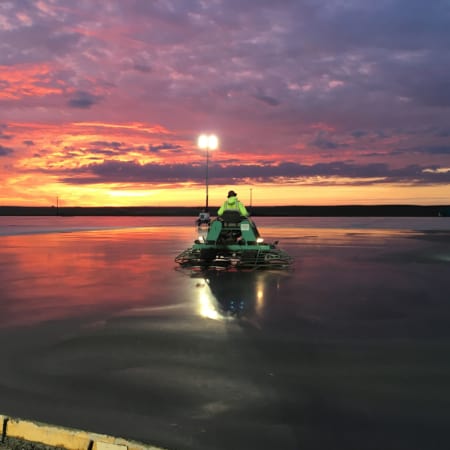 Concrete slab floor during a sunrise