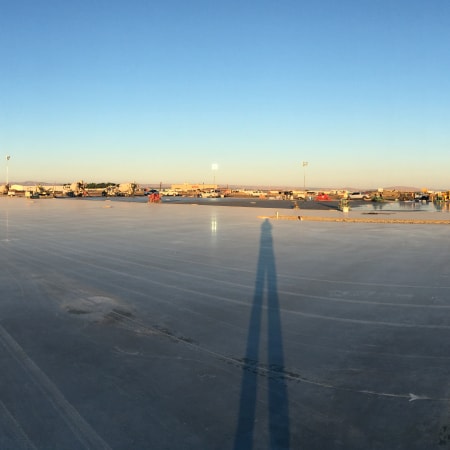 Panoramic view of Ductilcrete concrete slab flatwork project