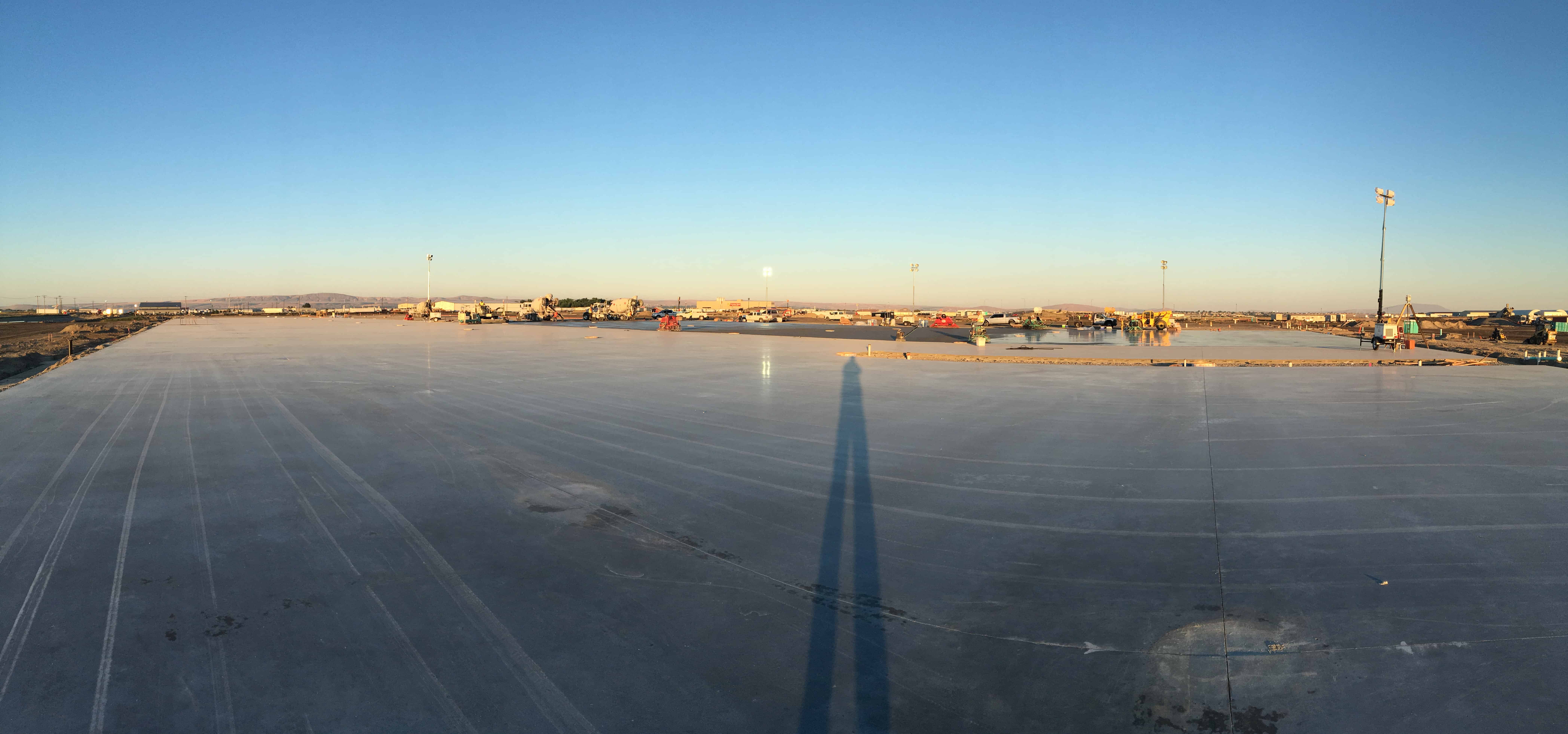 Panoramic view of Ductilcrete concrete slab flatwork project