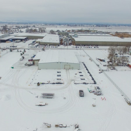 Aerial view of Poppoff Inc shop expansion