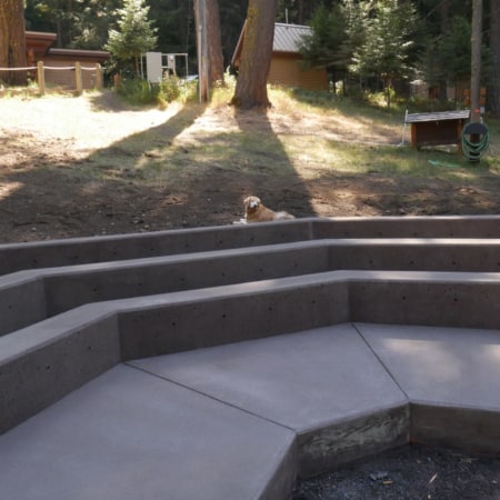Concrete fire pit and seating area