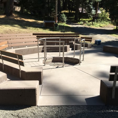 Concrete fire pit and seating area