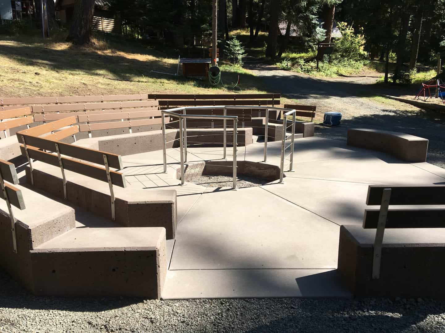 Concrete fire pit and seating area