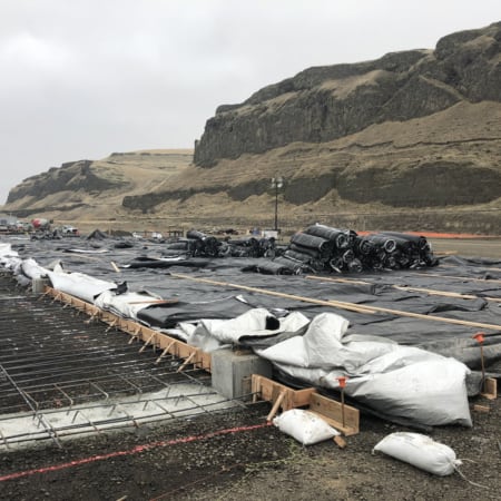 Steel rebar and formwork for concrete slab