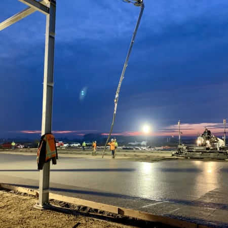 Commercial concrete slab pump and laser screed
