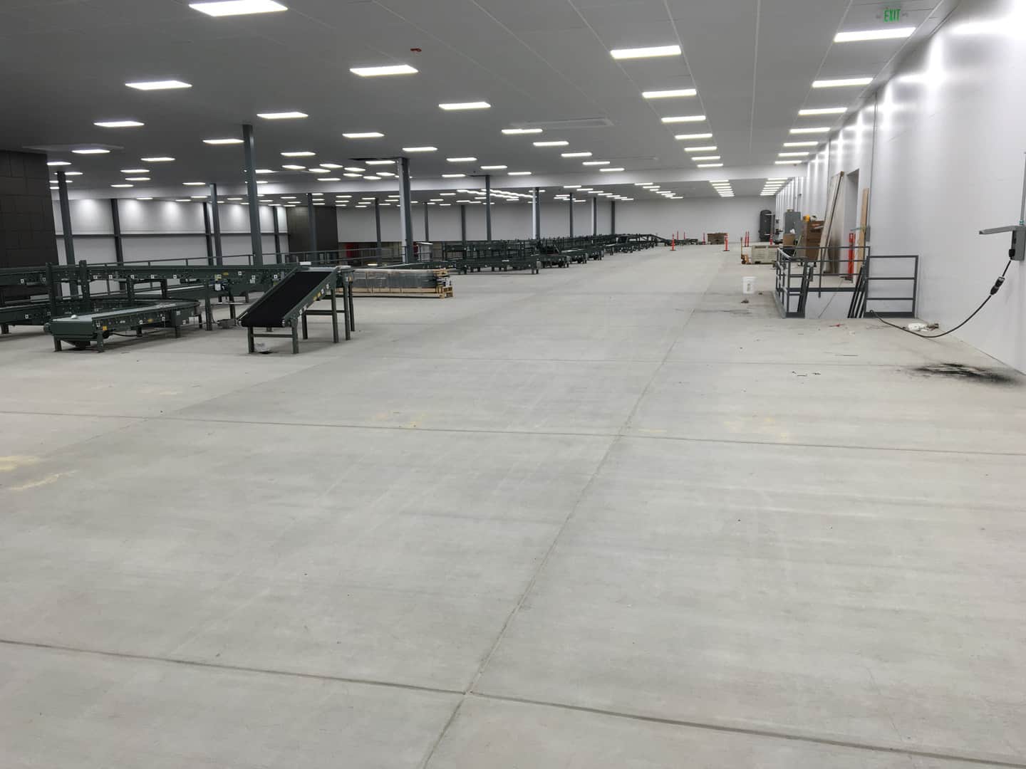 Interior concrete slab at fruit processing facility