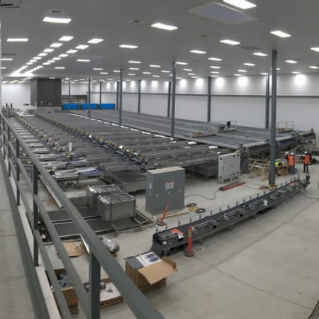 Interior concrete slab at fruit processing facility