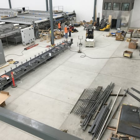 Interior concrete slabs for fruit processing facility
