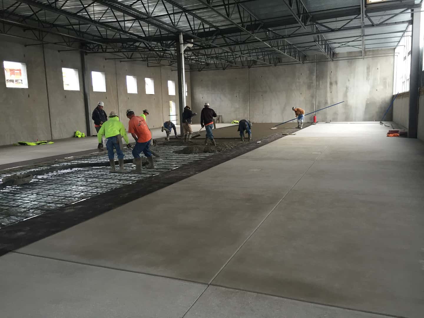 Interior concrete slabs for fruit processing facility