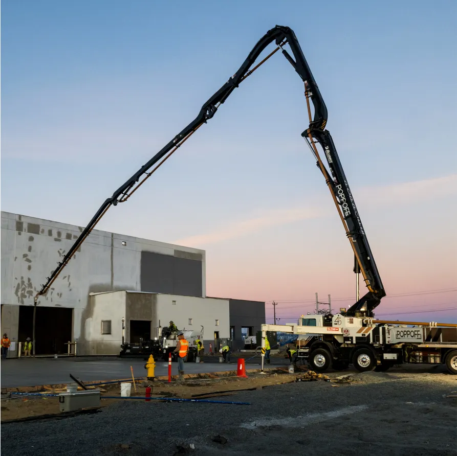 Concrete pump during flatwork job
