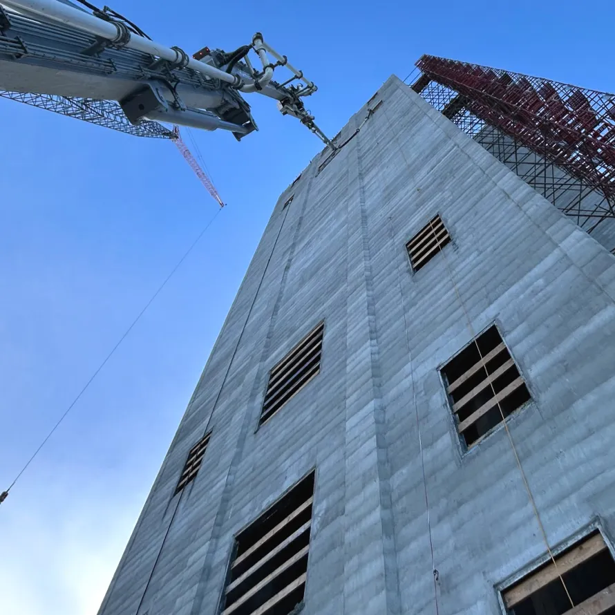 Concrete pump during pour